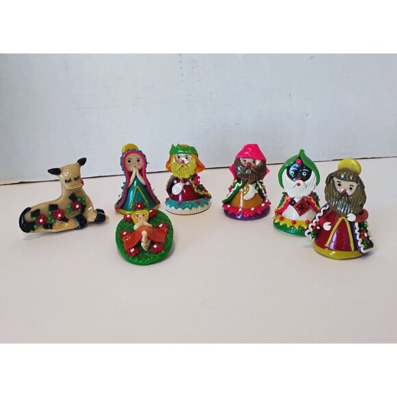 Ten Thousand Villages Masapan Dough Peruvian Nativity Set Colorful 7pc Christmas - Picture 1 of 8